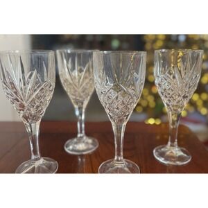 Set Of 4 Godinger Dublin Crystal All Purpose Wine Goblet 8" 8 oz